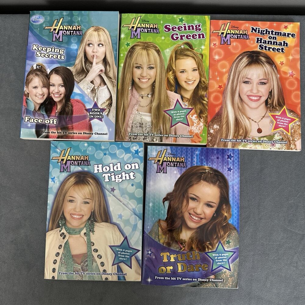Vintage Hannah Montana Book Lot of 5 Books 2007 Y2K Paperback Bundle Miley Cyrus